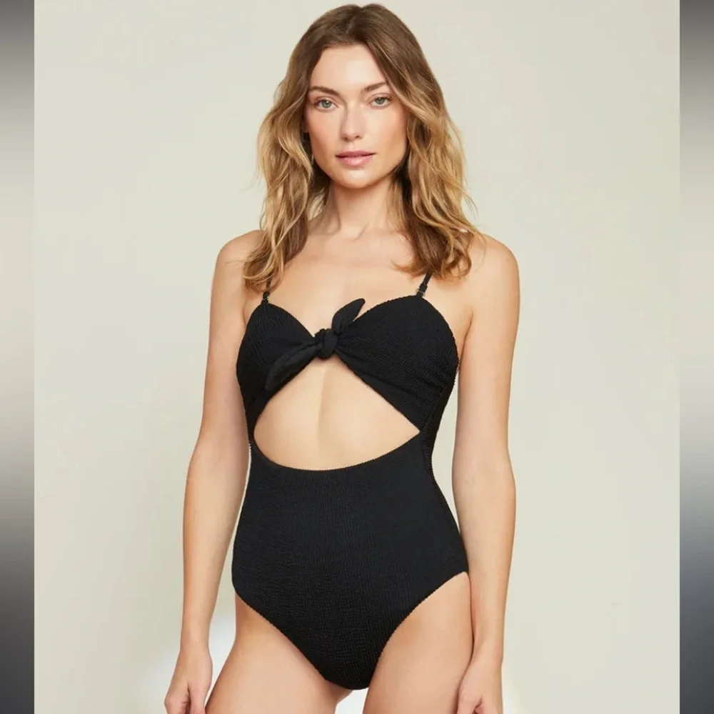 Veronica Beard Black Cut-Out One Piece Swimsuit - Picture 1 of 5